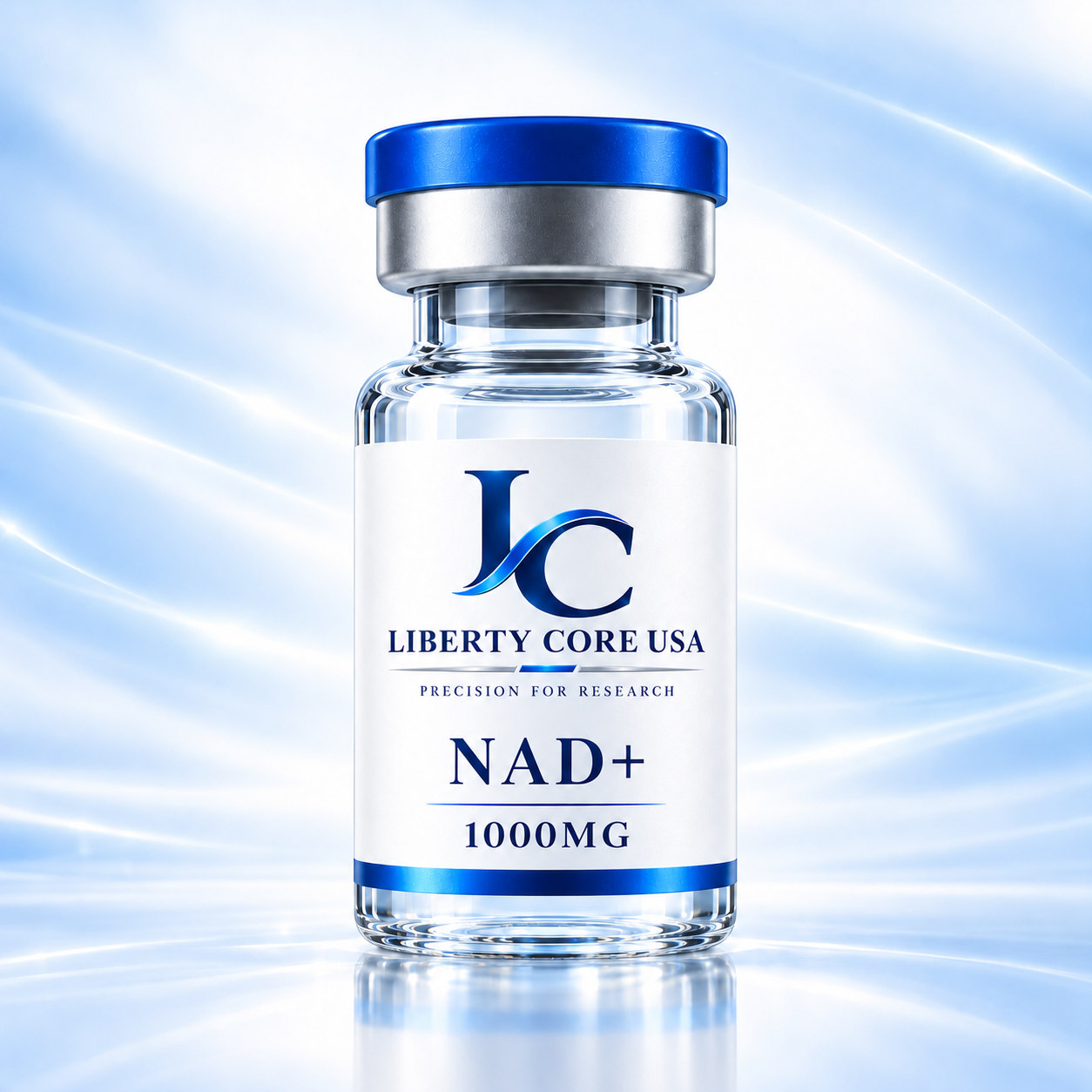 Liberty Core USA NAD+ 1,000MG approved blue-background vial